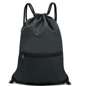 HOLYLUCK Drawstring Backpack Gym Bag with Zipper Pocket for Sports Travel
